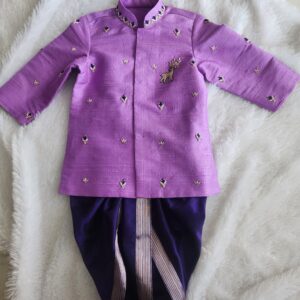 Pure Raw silk Handwork Kurtha and dhothi