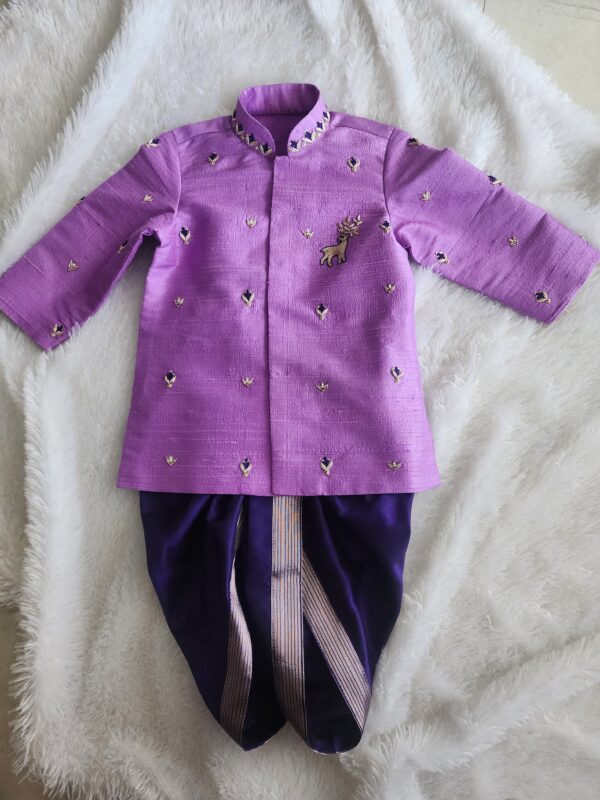 Pure Raw silk Handwork Kurtha and dhothi