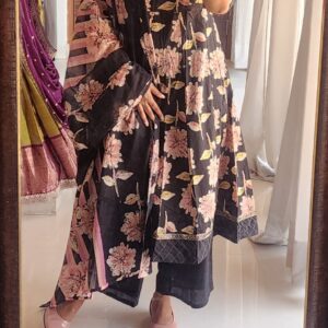 Jaipur Premium Floral Printed Cotton Anarkali and Pant Set with Mulmul Dupatta