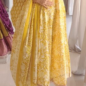 Jaipur Premium Floral Printed Cotton Anarkali and Pant Set with Mulmul Dupatta