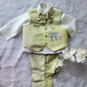 Boy 4-Pc Solid Shirt, Waistcoat , Bow & Pant/Birthday Outfit