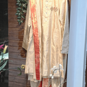 Men’s Pure Pattu Tissue Kurta and Dothi with Python Border