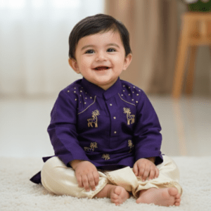 Baby Boys’ Soft Raw Silk Kurta & Doti Set