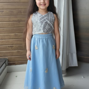 Designer Sequine and Giza Cotton Dress For Girls