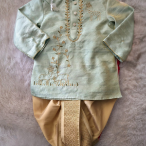 Mint Green Embroidered Kurta Dhoti Set for Boys